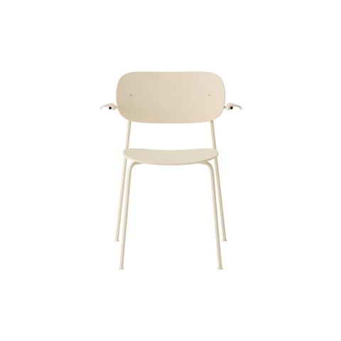 Audo Copenhagen Co Dining Chair, Outdoor, With Armrest in Ivory, packshot on white