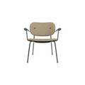 Audo Copenhagen Co Lounge Chair, Fully Upholstered in Dark Stained Oak Arms with Audo Bouclé 02, packshot on white