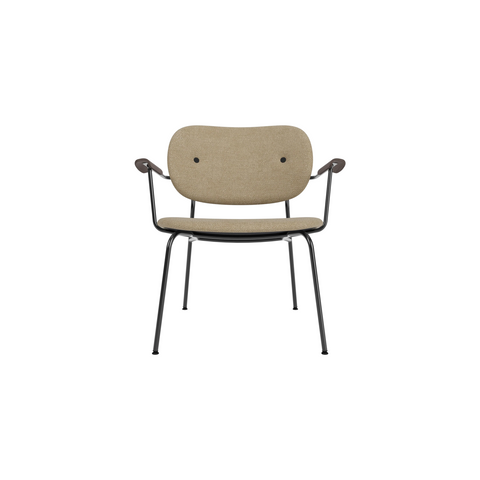 Audo Copenhagen Co Lounge Chair, Fully Upholstered in Dark Stained Oak Arms with Audo Bouclé 02, packshot on white