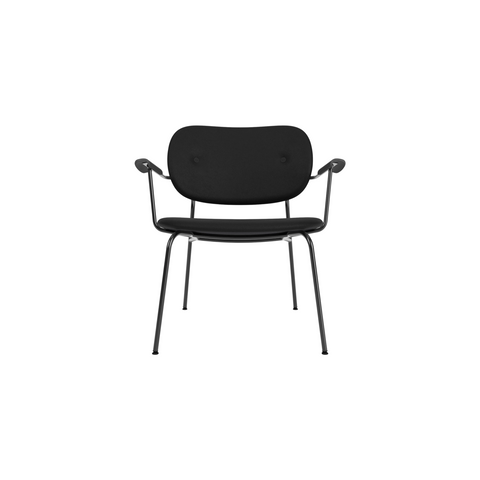 Audo Copenhagen Co Lounge Chair, Fully Upholstered in Black Oak Arms with Sierra 1001, packshot on white