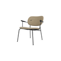 Audo Copenhagen Co Lounge Chair, Fully Upholstered in Black Oak Arms with Audo Bouclé 02, packshot on white