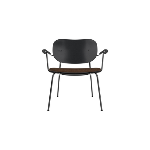 Audo Copenhagen Co Lounge Chair, Partially Upholstered in Black Oak with Audo Bouclé 07, packshot on white