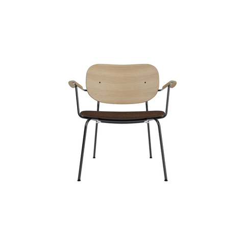 Audo Copenhagen Co Lounge Chair, Partially Upholstered in Natural Oak with Audo Bouclé 07, packshot on white