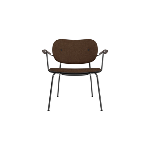 Audo Copenhagen Co Lounge Chair, Fully Upholstered in Dark Stained Oak Arms with Audo Bouclé 07, packshot on white