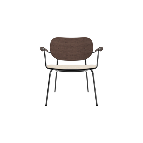 Audo Copenhagen Co Lounge Chair, Partially Upholstered in Dark Stained Oak with Logan Jasmine, packshot on white