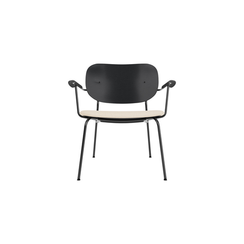 Audo Copenhagen Co Lounge Chair, Partially Upholstered in Black Oak with Logan Jasmine, packshot on white