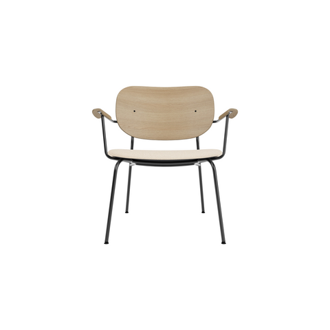 Audo Copenhagen Co Lounge Chair, Partially Upholstered in Natural Oak with Logan Jasmine, packshot on white