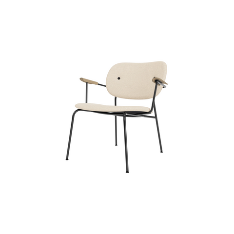 Audo Copenhagen Co Lounge Chair, Fully Upholstered in Natural Oak Arms with Logan Jasmine, packshot on white
