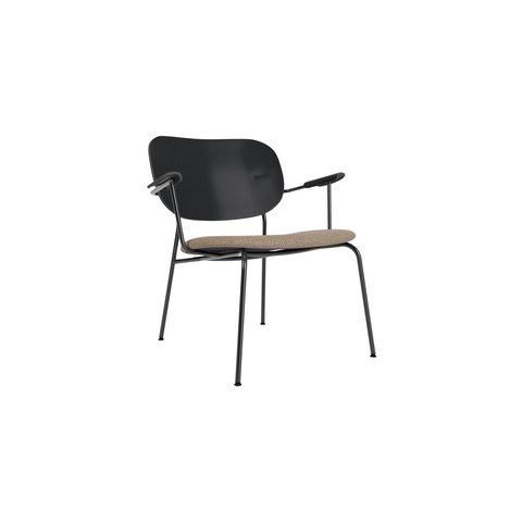 Audo Copenhagen Co Lounge Chair, Partially Upholstered in Black Oak with Logan Flint, packshot on white