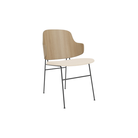 Audo Copenhagen The Penguin Dining Chair in Natural Oak with Logan Jasmine seat, packshot on white