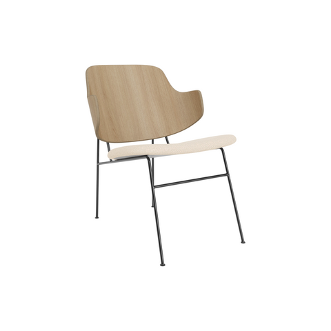 Audo Copenhagen The Penguin Lounge Chair in Natural Oak with Logan Jasmine seat, packshot on white