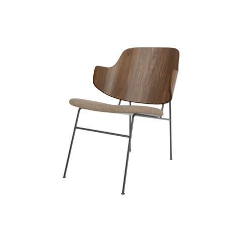 Audo Copenhagen The Penguin Lounge Chair in Walnut with Logan Flint seat, packshot on white