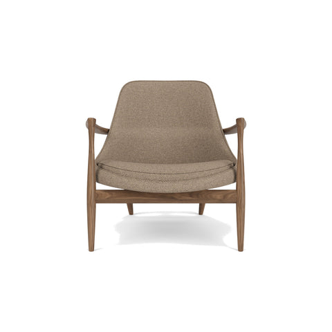 Audo Copenhagen Elizabeth Lounge Chair in Walnut and Logan Flint, packshot on white