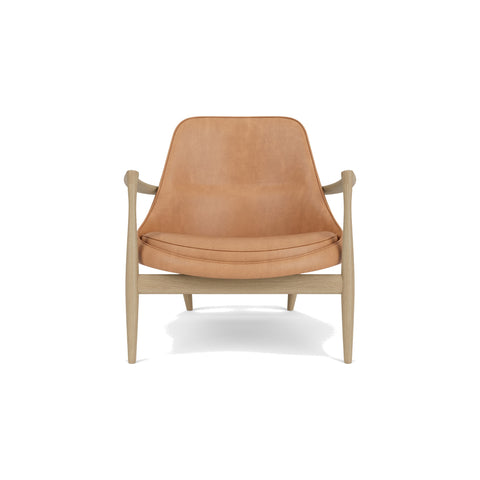 Audo Copenhagen Elizabeth Lounge Chair in Natural Oak and Camel Dunes, packshot on white