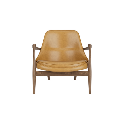 Audo Copenhagen Elizabeth Lounge Chair in Walnut and Aida 0250, packshot on white