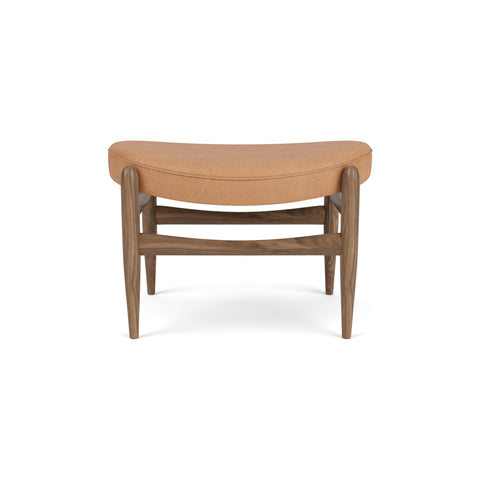 Audo Copenhagen Elizabeth Ottoman in Walnut and Camel Dunes, packshot on white
