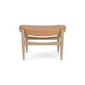 Audo Copenhagen Elizabeth Ottoman in Natural Oak and Camel Dunes, packshot on white