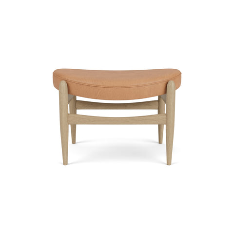 Audo Copenhagen Elizabeth Ottoman in Natural Oak and Camel Dunes, packshot on white