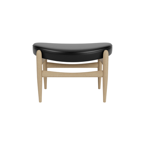 Audo Copenhagen Elizabeth Ottoman in Natural Oak and Aida 1618, packshot on white