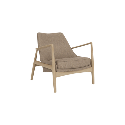 Audo Copenhagen Seal Lounge Chair, Low Back in Natural Oak and Logan Flint, packshot on white