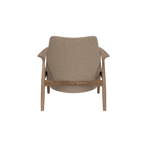 Audo Copenhagen Seal Lounge Chair, Low Back in Walnut and Logan Flint, packshot on white