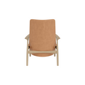 Audo Copenhagen Seal Lounge Chair, High Back in Natural Oak with Camel Dunes, packshot on white