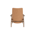Audo Copenhagen Seal Lounge Chair, High Back in Walnut with Camel Dunes, packshot on white