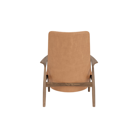 Audo Copenhagen Seal Lounge Chair, High Back in Walnut with Camel Dunes, packshot on white