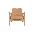 Audo Copenhagen Seal Lounge Chair, Low Back in Natural Oak and Camel Dunes, packshot on white