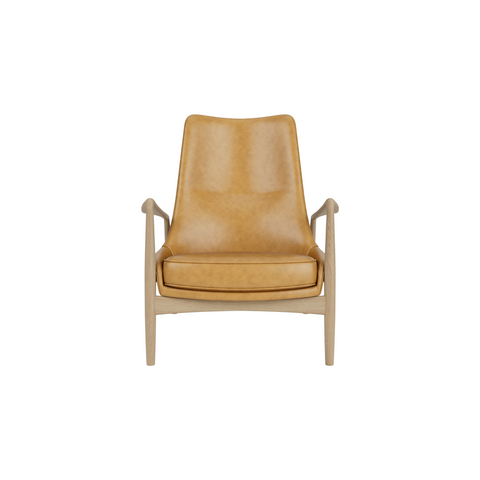 Audo Copenhagen Seal Lounge Chair, High Back in Natural Oak with Aida 0250, packshot on white