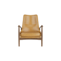 Audo Copenhagen Seal Lounge Chair, High Back in Walnut with Aida 0250, packshot on white