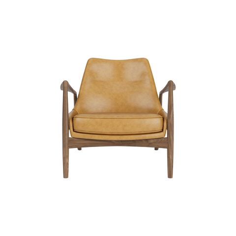 Audo Copenhagen Seal Lounge Chair, Low Back in Walnut and Aida 0250, packshot on white