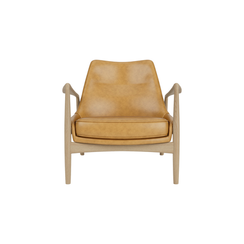 Audo Copenhagen Seal Lounge Chair, Low Back in Natural Oak and Aida 0250, packshot on white