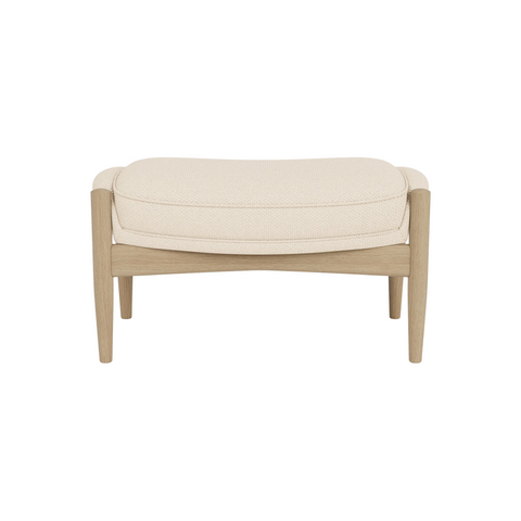 Audo Copenhagen Seal Ottoman in Natural Oak and Logan Jasmine, packshot on white