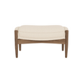 Audo Copenhagen Seal Ottoman in Walnut and Logan Jasmine, packshot on white