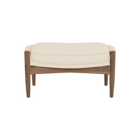 Audo Copenhagen Seal Ottoman in Walnut and Logan Jasmine, packshot on white