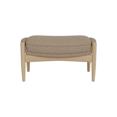 Audo Copenhagen Seal Ottoman in Natural Oak and Logan Flint, packshot on white