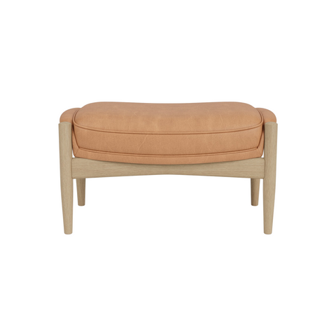 Audo Copenhagen Seal Ottoman in Natural Oak and Camel Dunes, packshot on white