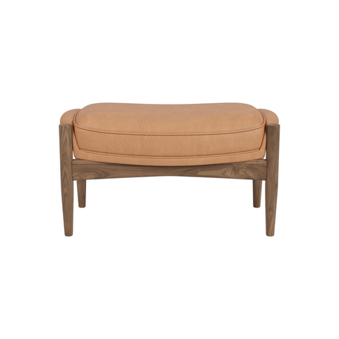 Audo Copenhagen Seal Ottoman in Walnut and Camel Dunes, packshot on white