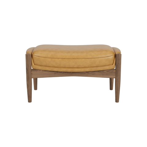 Audo Copenhagen Seal Ottoman in Walnut and Aida 0250, packshot on white