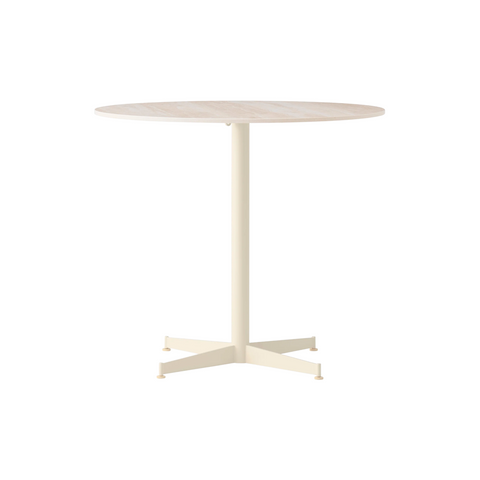Audo Copenhagen Nook Dining Table 32"Ø in Ivory and Ceramic Sand, packshot on white