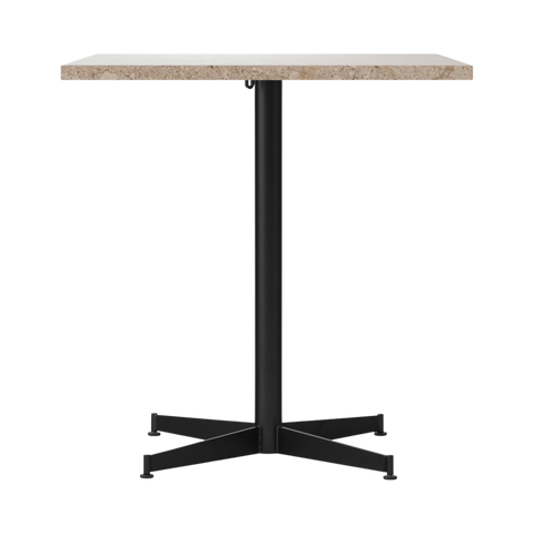Audo Copenhagen Nook Dining Table 28"L x 24"W in Black and Kunis Breccia Stone, packshot on white