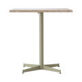 Audo Copenhagen Nook Dining Table 28"L x 24"W in Olive and Kunis Breccia Stone, packshot on white
