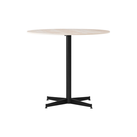 Audo Copenhagen Nook Dining Table 32"Ø in Black and Ceramic Sand, packshot on white