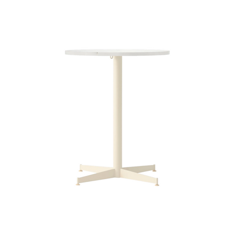 Audo Copenhagen Nook Dining Table 24"Ø in Ivory and Estremoz Marble, packshot on white