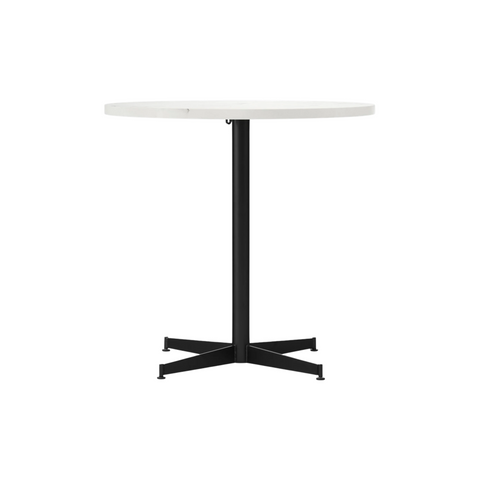 Audo Copenhagen Nook Dining Table 32"Ø in Black and Estremoz Marble, packshot on white