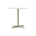 Audo Copenhagen Nook Dining Table 32"Ø in Olive and Estremoz Marble, packshot on white