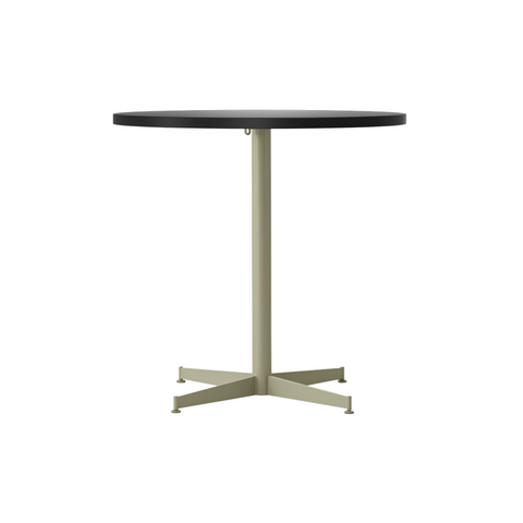 Audo Copenhagen Nook Dining Table 32"Ø in Olive and Linoleum Charcoal, packshot on white