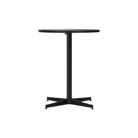 Audo Copenhagen Nook Dining Table 24"Ø in Black and Linoleum Charcoal, packshot on white