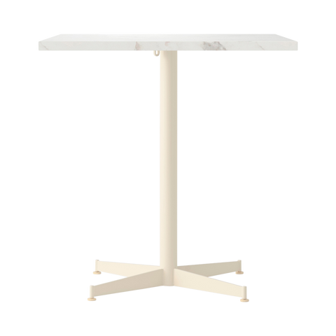 Audo Copenhagen Nook Dining Table 28"L x 24"W in Ivory and Estremoz Marble, packshot on white